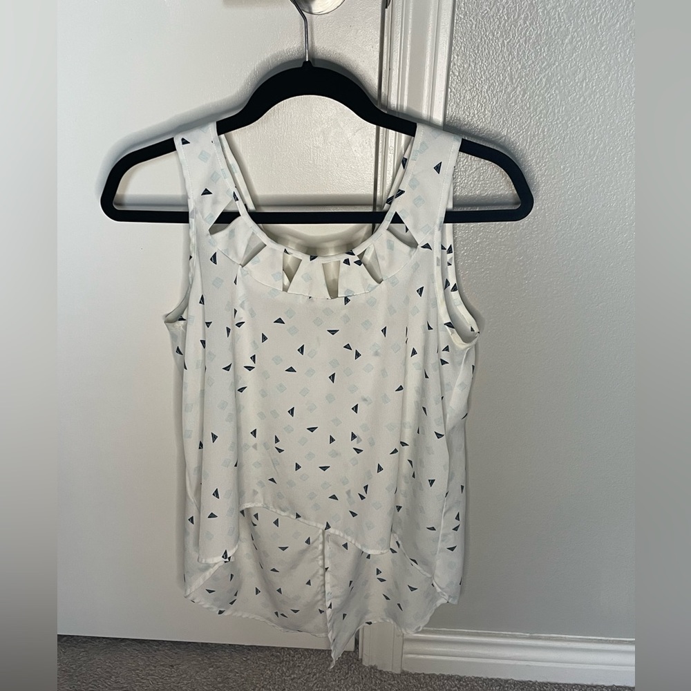 BCBGENERATION cutout neck slit back asymmetrical blouse